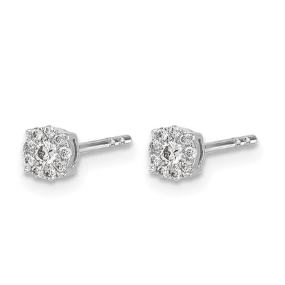 10K Weißgold Diamant Cluster Ohrstecker