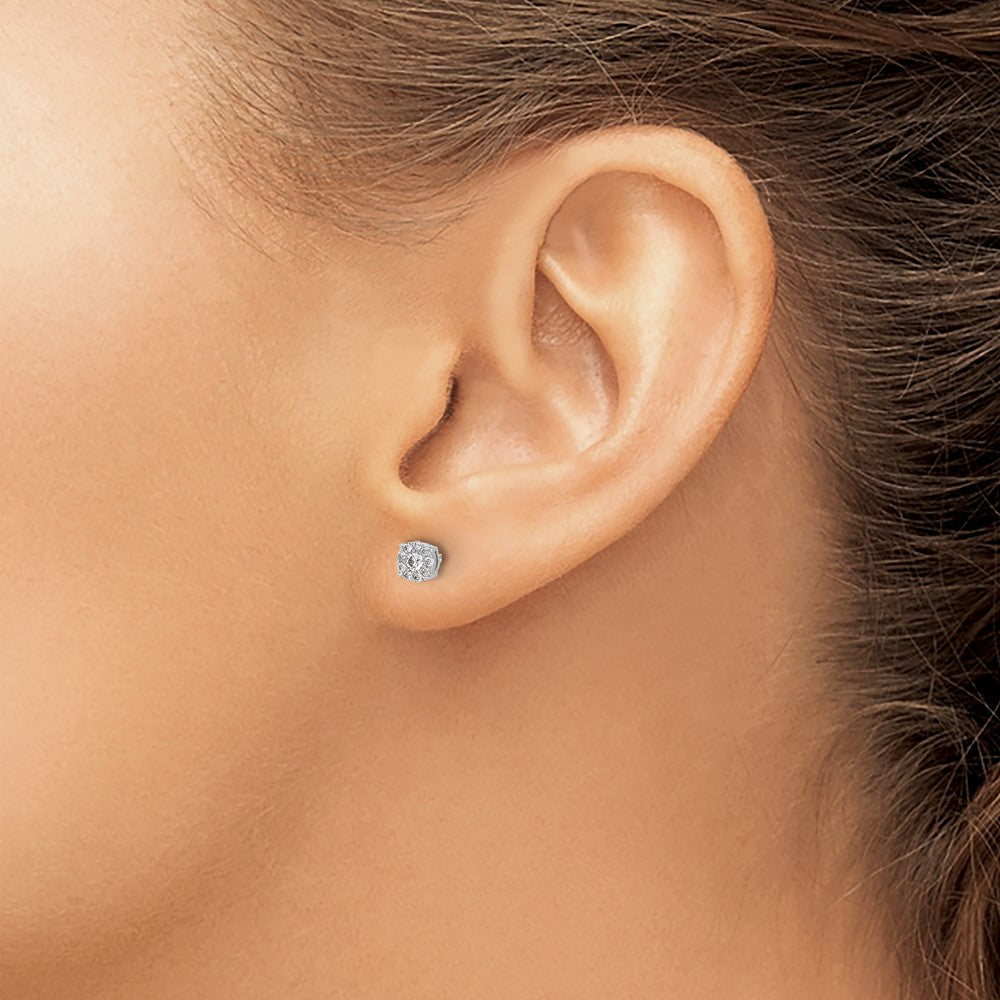 10K Weißgold Diamant Cluster Ohrstecker