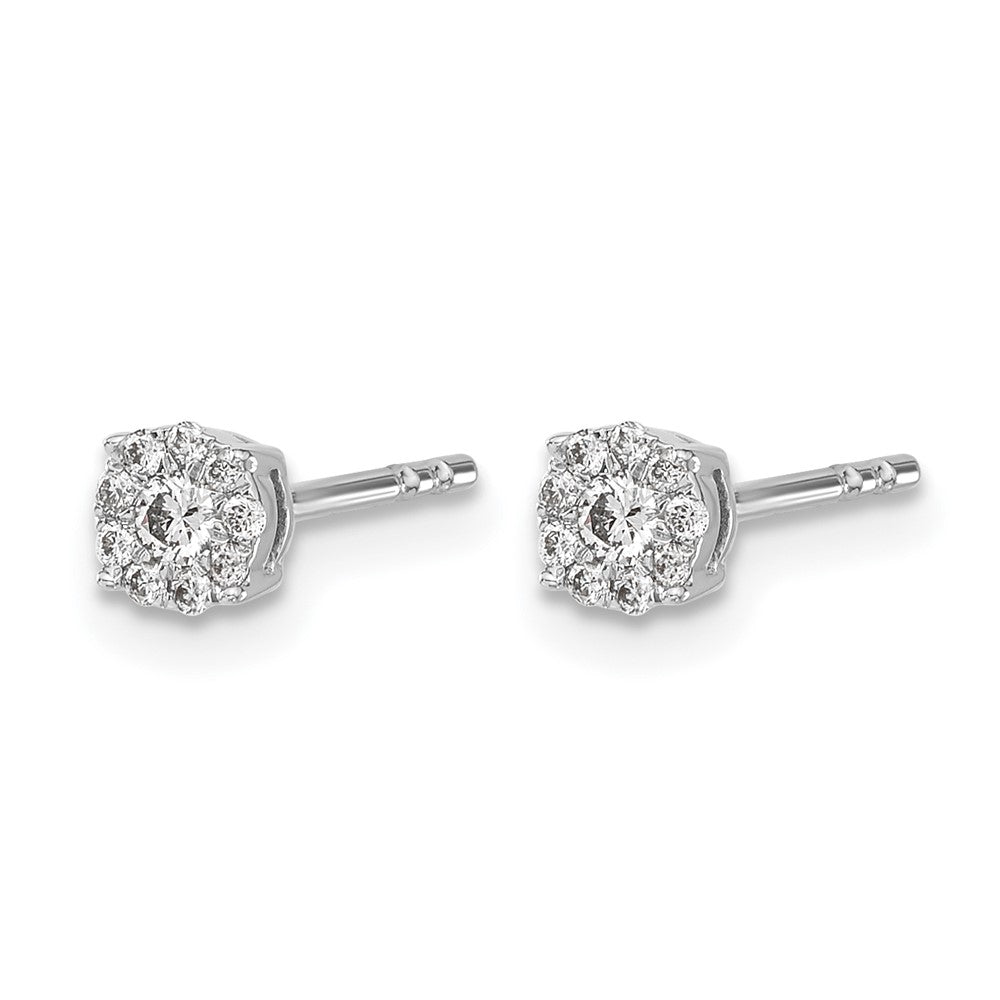 14K Weißgold Diamant-Cluster-Ohrstecker