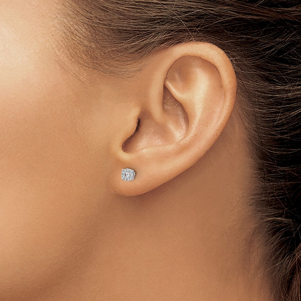 14K Weißgold Diamant-Cluster-Ohrstecker
