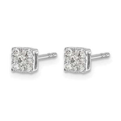 10K Weißgold Diamant Cluster Ohrstecker
