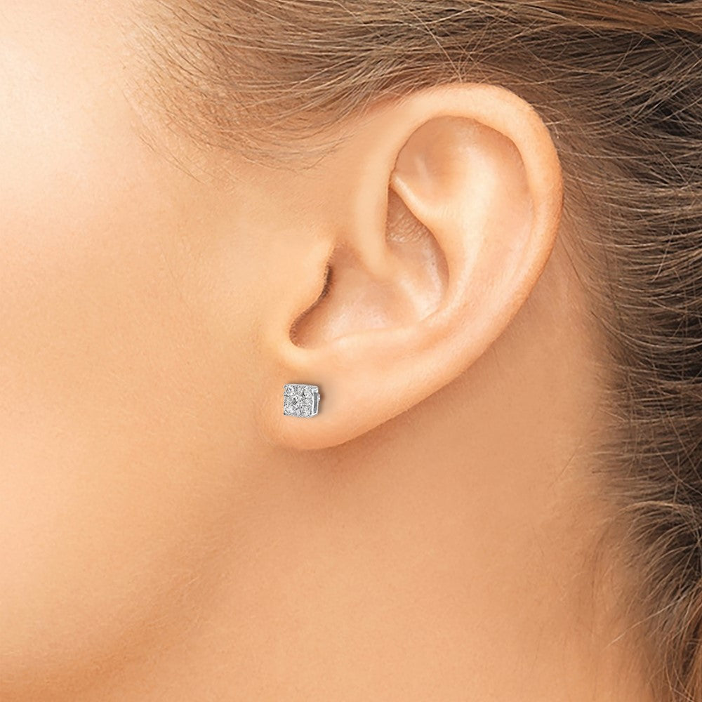 10K Weißgold Diamant Cluster Ohrstecker