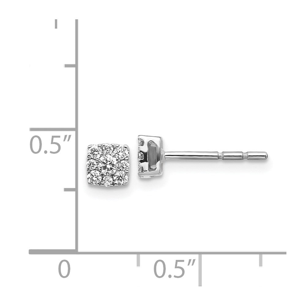 14K Weißgold Ohrstecker mit echten Diamanten im Cluster-Design