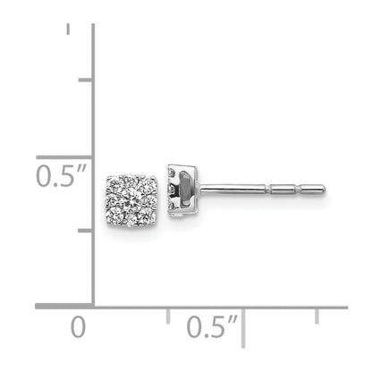 14K Weißgold Ohrstecker mit echten Diamanten im Cluster-Design