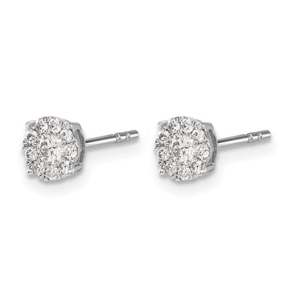 14K Weißgold Diamant-Cluster-Ohrstecker mit echten Diamanten