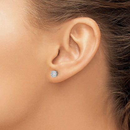 14K Weißgold Diamant-Cluster-Ohrstecker mit echten Diamanten