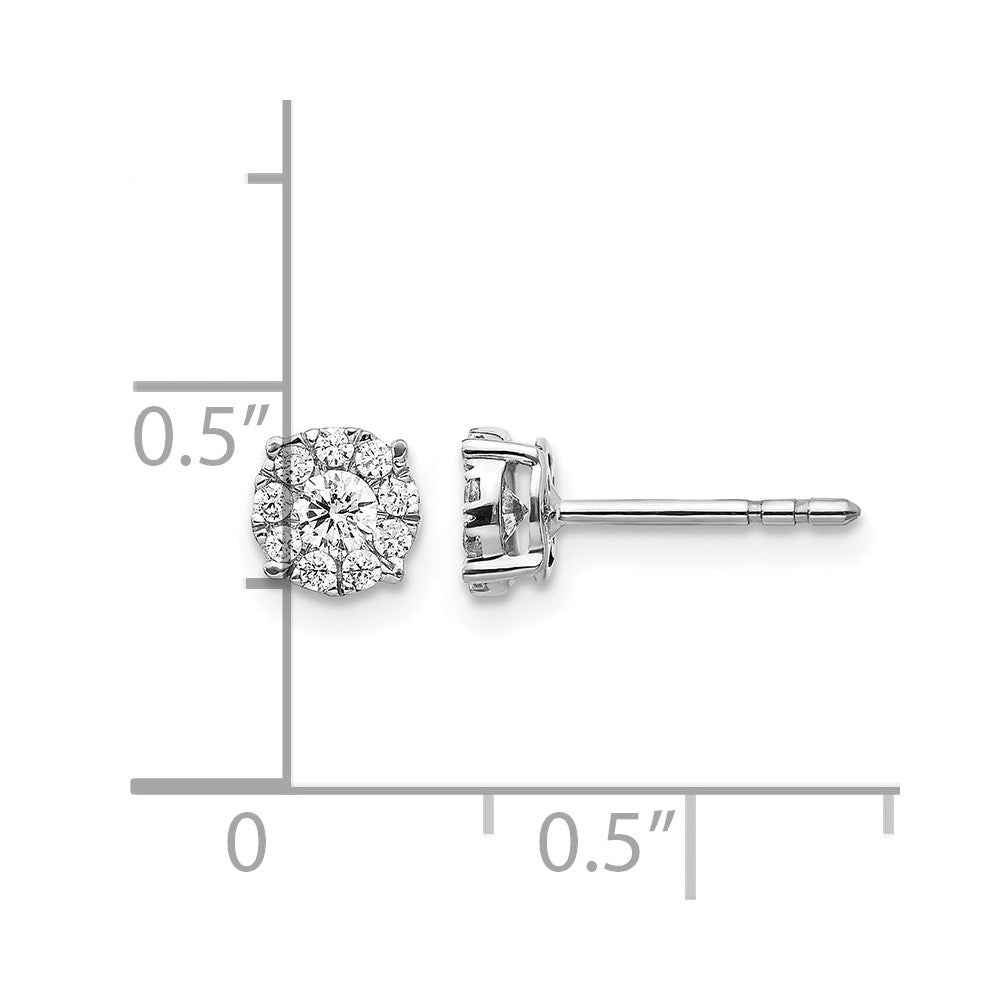 14K Weißgold Diamant-Cluster-Ohrstecker mit echten Diamanten
