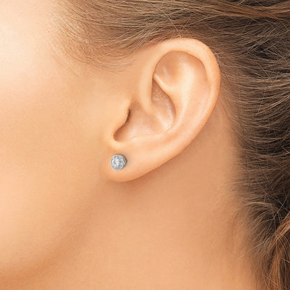14K Weißgold Echte Diamant-Cluster-Ohrstecker