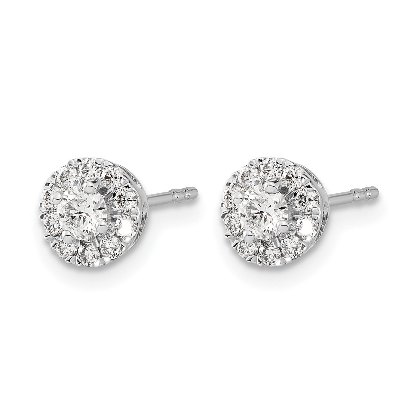 14K Weißgold Diamant-Cluster-Ohrstecker mit echten Diamanten