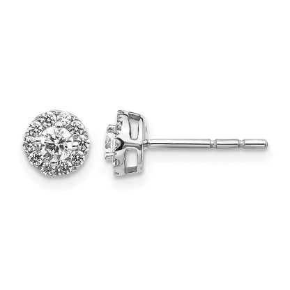 14K Weißgold Diamant-Cluster-Ohrstecker mit echten Diamanten