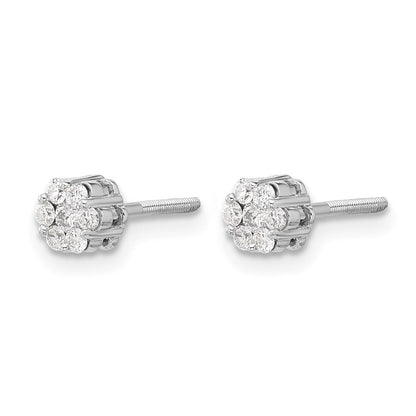 10K Weißgold Diamant Cluster Ohrstecker