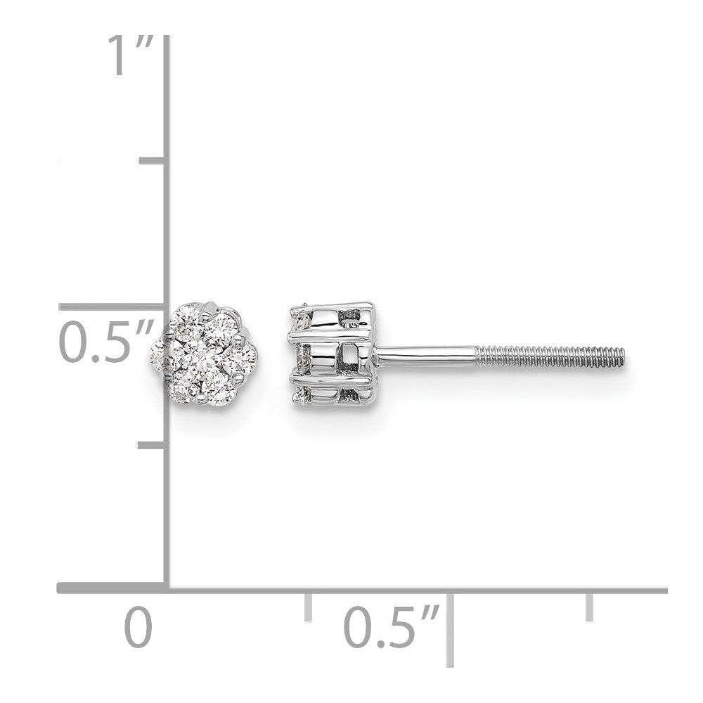 10K Weißgold Diamant Cluster Ohrstecker