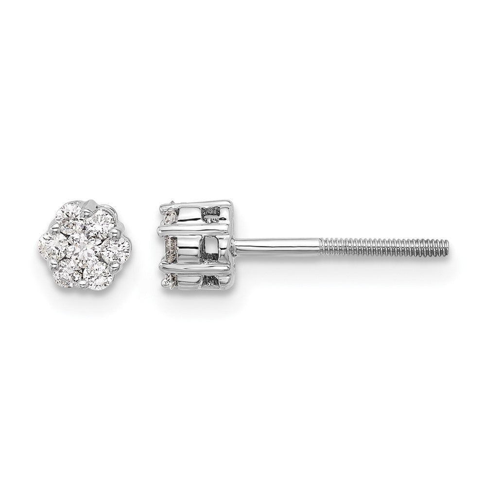10K Weißgold Diamant Cluster Ohrstecker