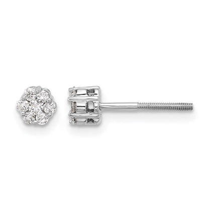 10K Weißgold Diamant Cluster Ohrstecker