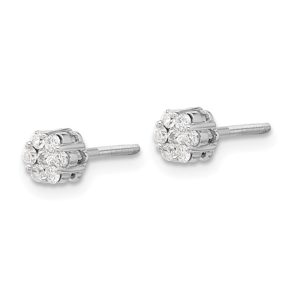 14K Weißgold Ohrstecker mit echten Diamanten im Cluster-Design