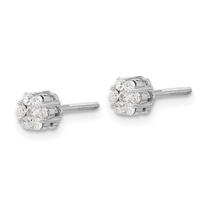14K Weißgold Ohrstecker mit echten Diamanten im Cluster-Design