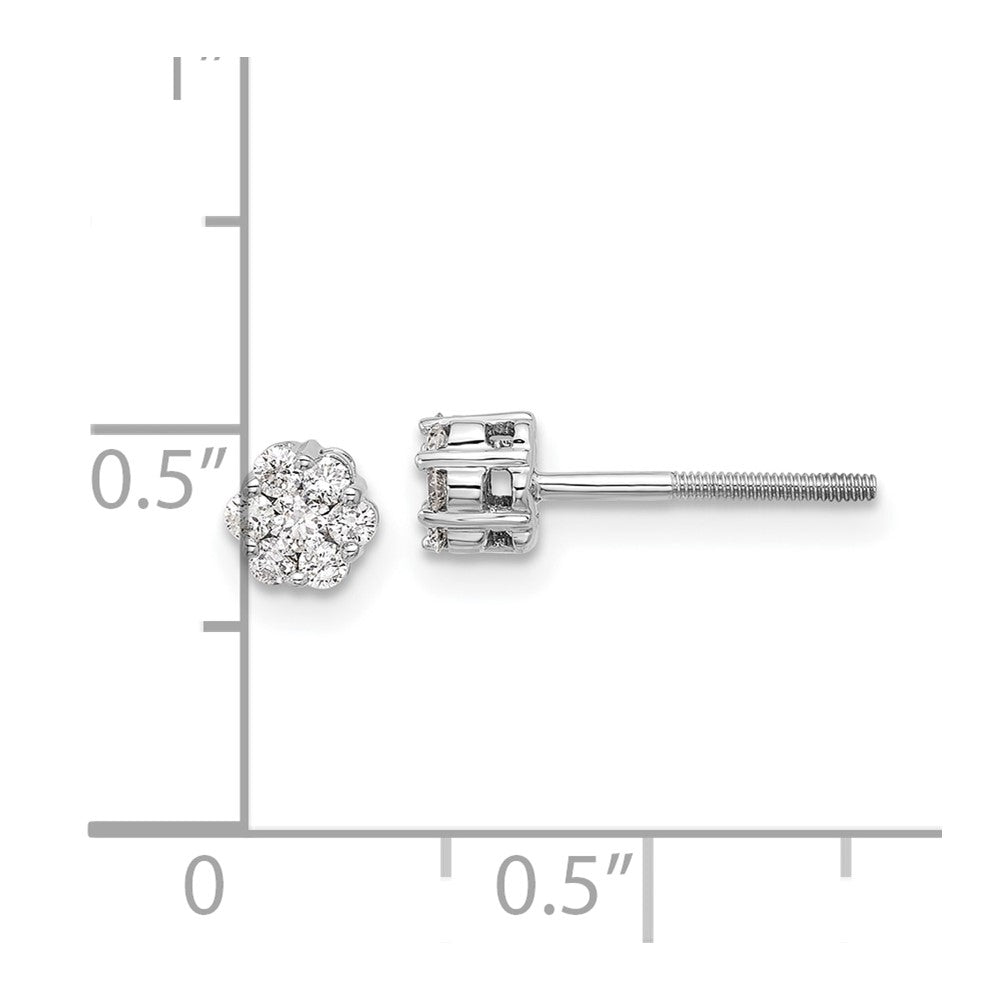 14K Weißgold Ohrstecker mit echten Diamanten im Cluster-Design