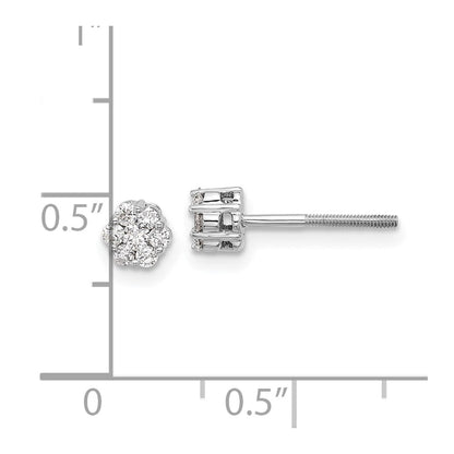 14K Weißgold Ohrstecker mit echten Diamanten im Cluster-Design