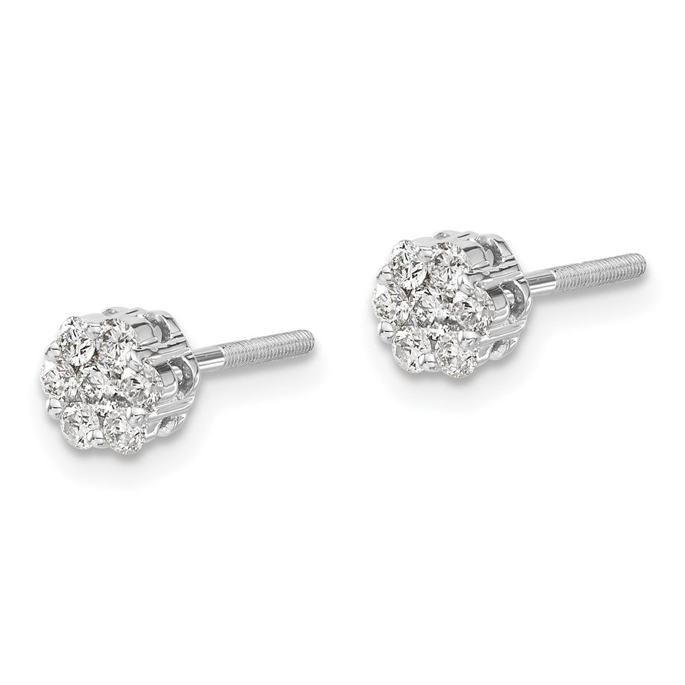 14K Weißgold Diamant-Cluster-Ohrringe mit Schraubverschluss (echte Diamanten)