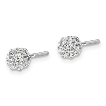 14K Weißgold Diamant-Cluster-Ohrringe mit Schraubverschluss (echte Diamanten)