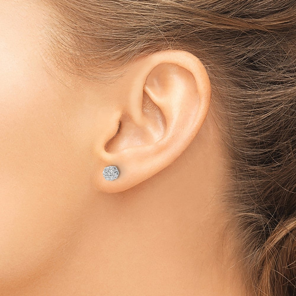 14K Weißgold Diamant-Cluster-Ohrringe mit Schraubverschluss (echte Diamanten)