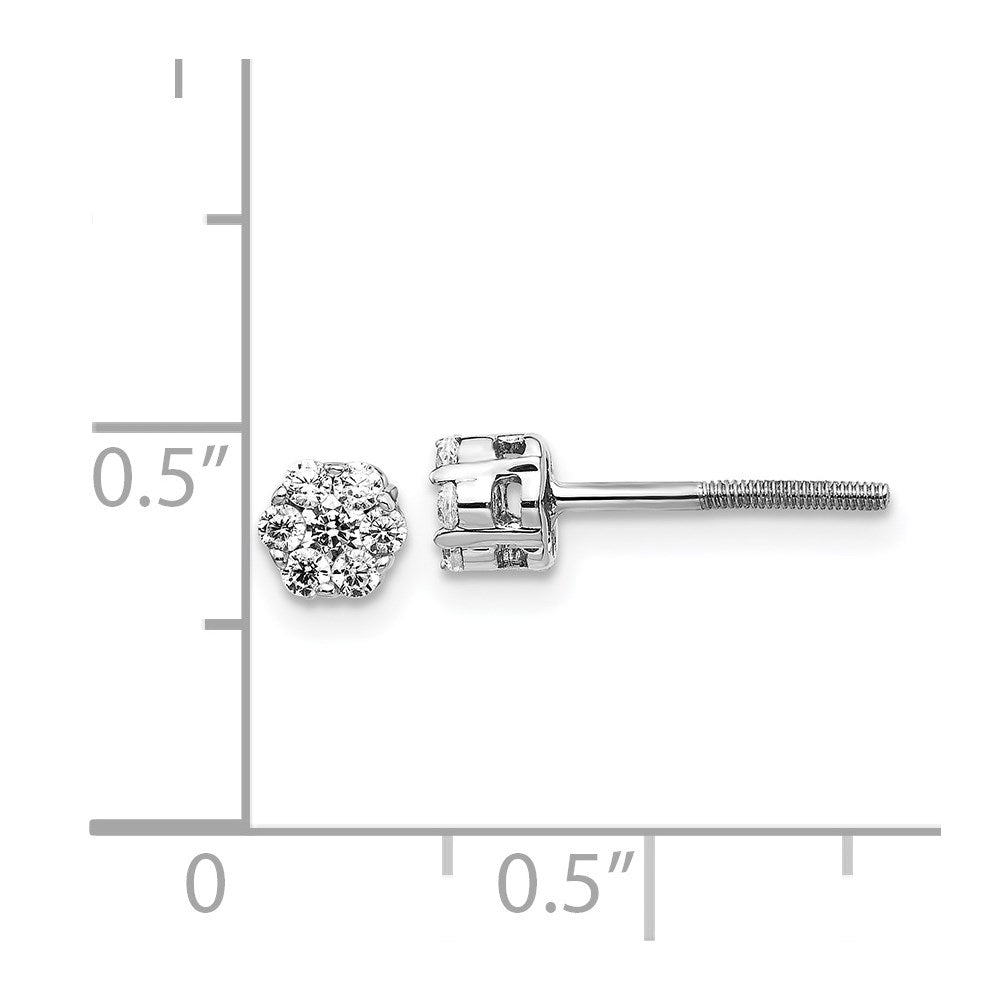 14K Weißgold Diamant-Cluster-Ohrringe mit Schraubverschluss (echte Diamanten)