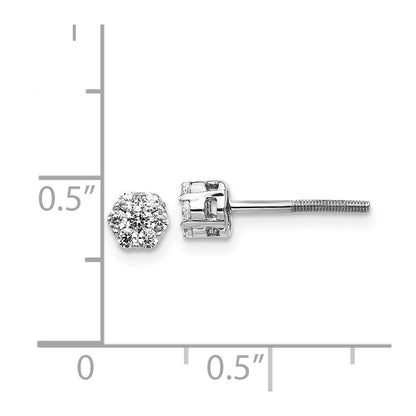 14K Weißgold Diamant-Cluster-Ohrringe mit Schraubverschluss (echte Diamanten)