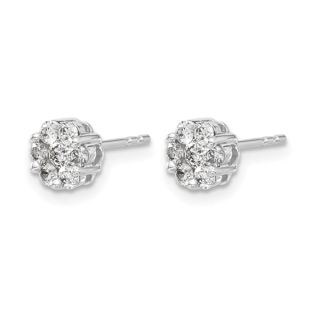 14K Weißgold Ohrstecker mit Cluster aus 0,5 ct. im Labor gezüchteten Diamanten, VS/SI+ G+