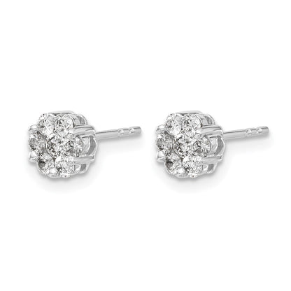 14K Weißgold Ohrstecker mit Cluster aus 0,5 ct. im Labor gezüchteten Diamanten, VS/SI+ G+