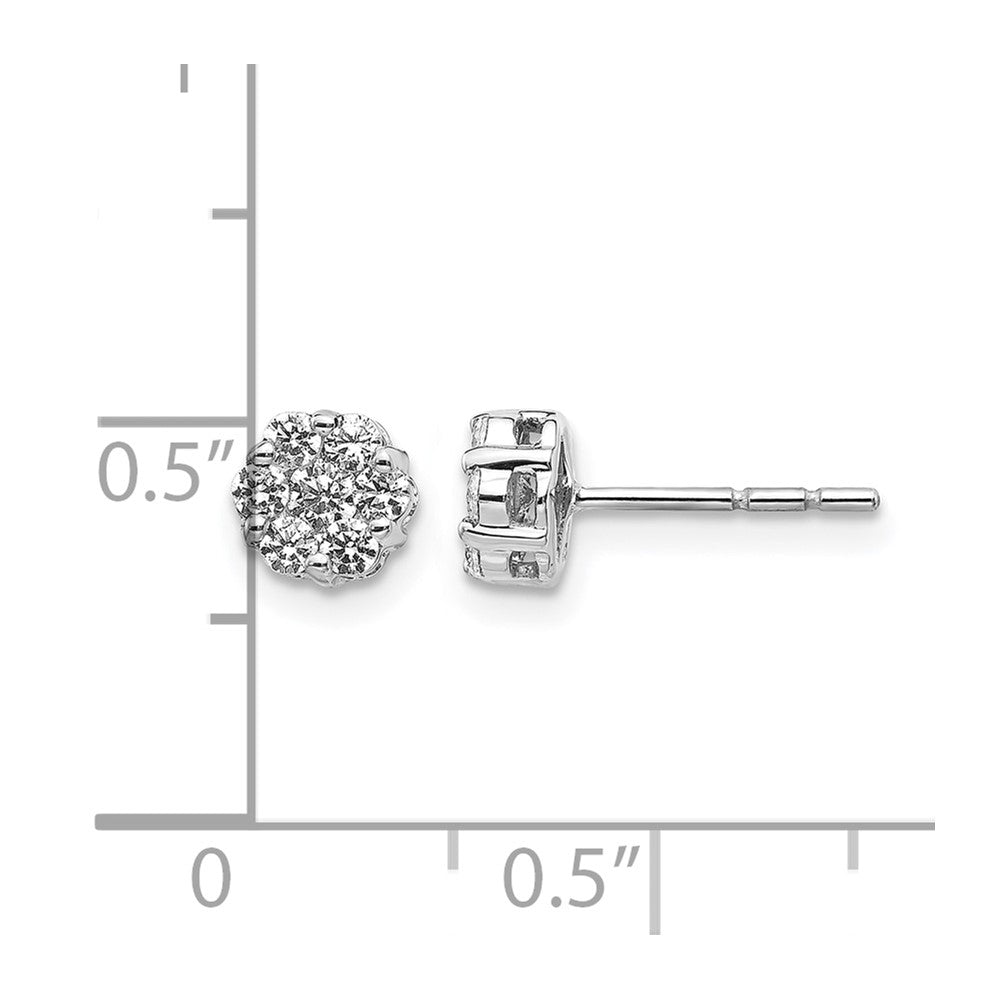 14K Weißgold Ohrstecker mit Cluster aus 0,5 ct. im Labor gezüchteten Diamanten, VS/SI+ G+