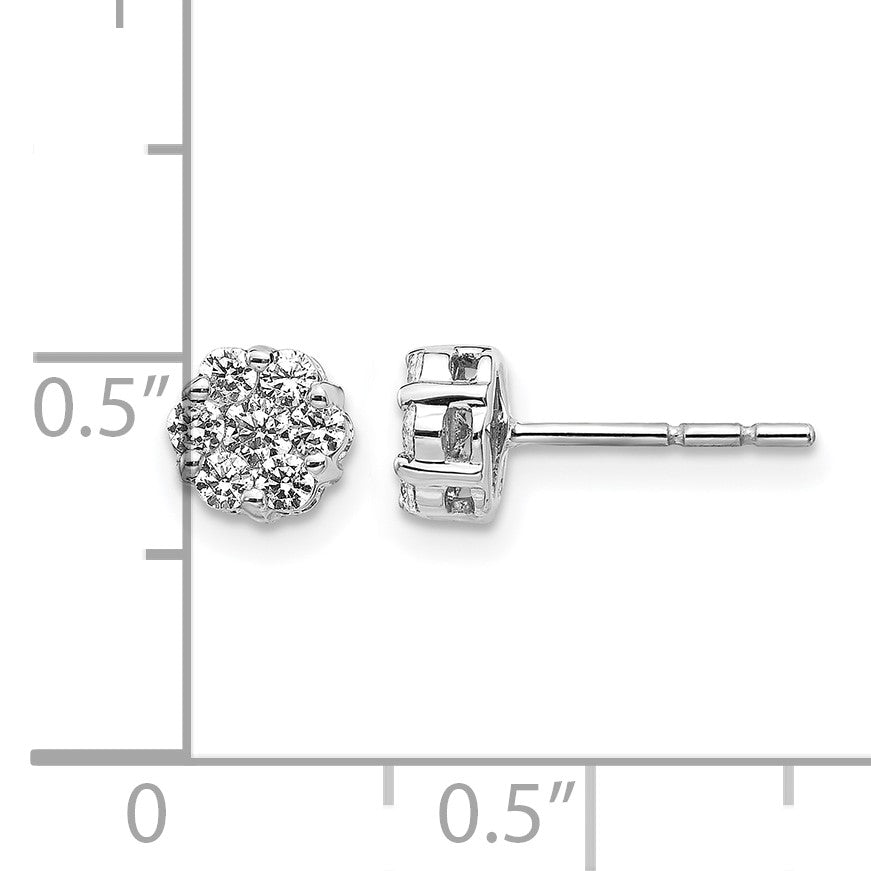 14K Weißgold Ohrringe mit echten Diamanten im Cluster-Design