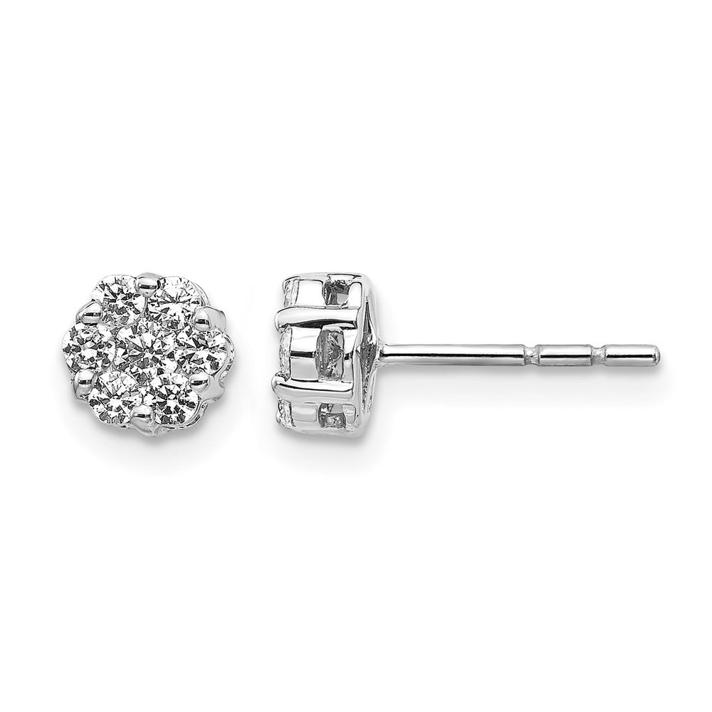 14K Weißgold Ohrstecker mit Cluster aus 0,5 ct. im Labor gezüchteten Diamanten, VS/SI+ G+