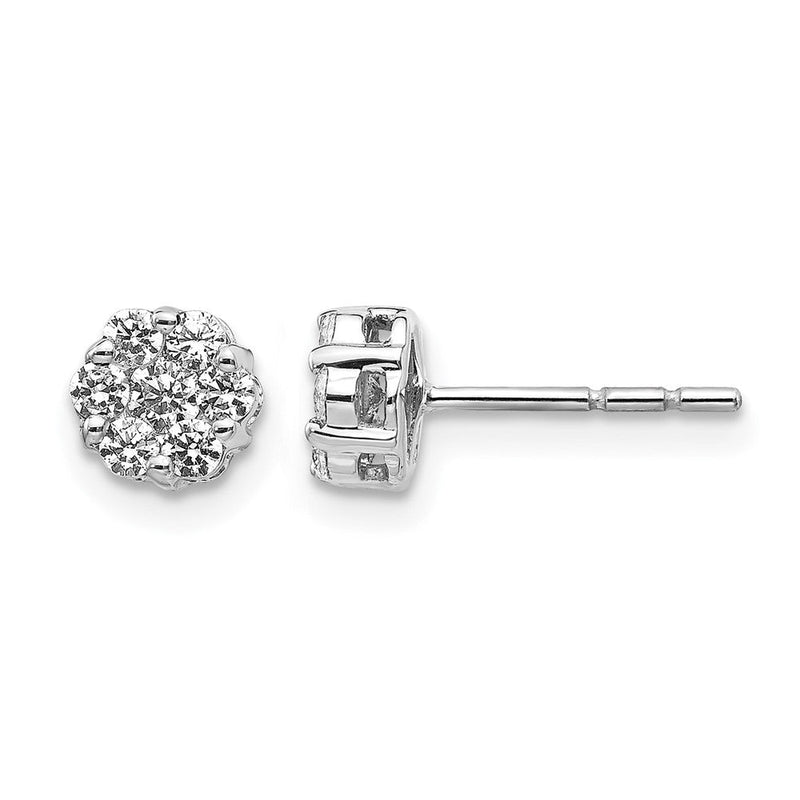 14K Weißgold Ohrstecker mit Cluster aus 0,5 ct. im Labor gezüchteten Diamanten, VS/SI+ G+
