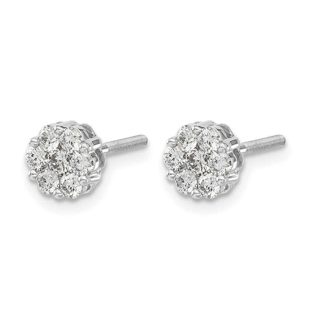 14K Weißgold 0,625 ct. Laborgezüchtete Diamant VS/SI+ G+ Cluster-Ohrstecker mit Schraubverschluss