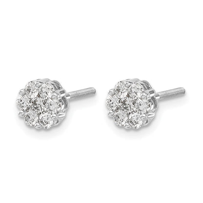 14K Weißgold 0,625 ct. Laborgezüchtete Diamant VS/SI+ G+ Cluster-Ohrstecker mit Schraubverschluss
