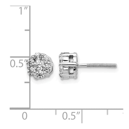 14K Weißgold Diamant-Cluster-Ohrstecker mit Schraubverschluss (echte Diamanten)