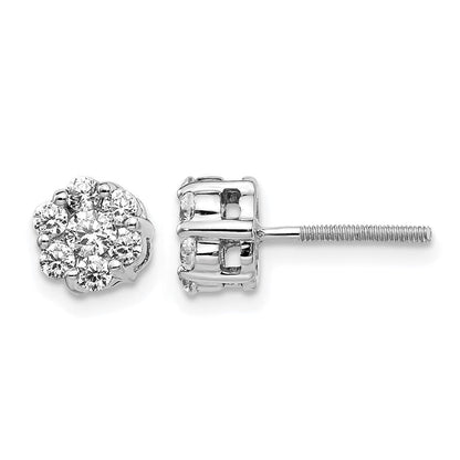 14K Weißgold Diamant-Cluster-Ohrstecker mit Schraubverschluss (echte Diamanten)