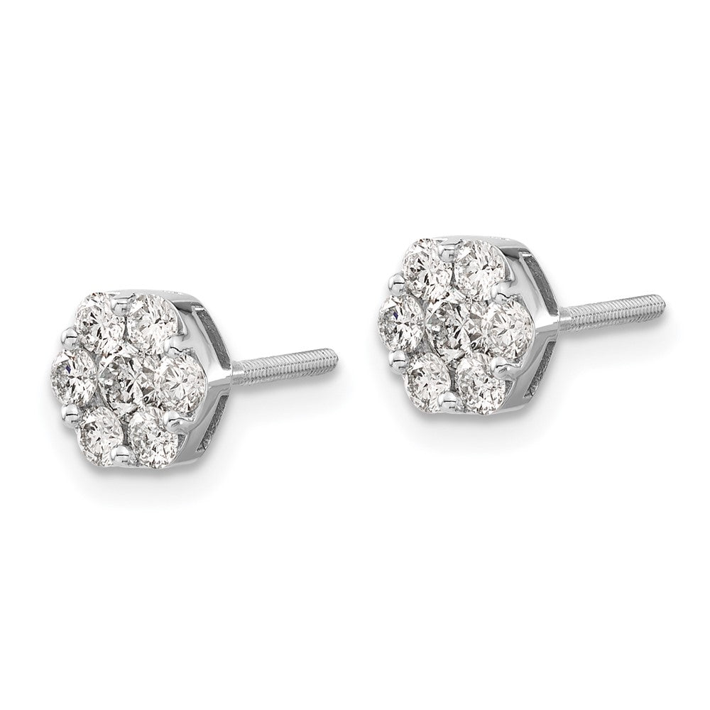 14K Weißgold Diamant-Cluster-Ohrringe mit Schraubverschluss (echte Diamanten)