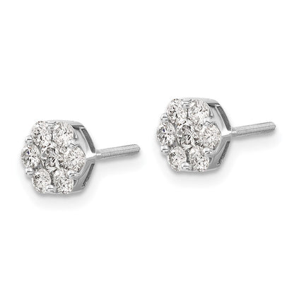 14K Weißgold Diamant-Cluster-Ohrringe mit Schraubverschluss (echte Diamanten)