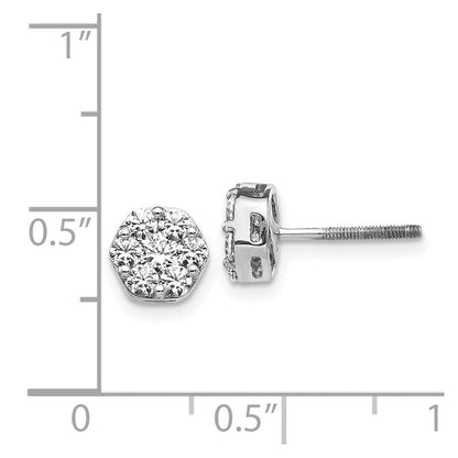 14K Weißgold Diamant-Cluster-Ohrringe mit Schraubverschluss (echte Diamanten)