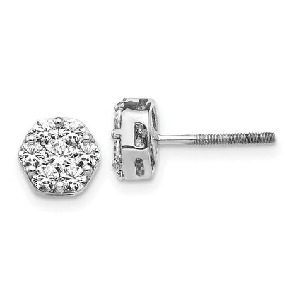 14K Weißgold Diamant-Cluster-Ohrringe mit Schraubverschluss (echte Diamanten)