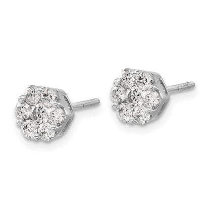 14K Weißgold Diamant-Cluster-Ohrstecker mit Schraubverschluss (echte Diamanten)