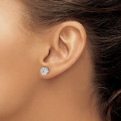 14K Weißgold Ohrstecker mit 1,1 ct. Labor gezüchteten Diamanten VS/SI+ G+, Cluster-Design, Schraubverschluss