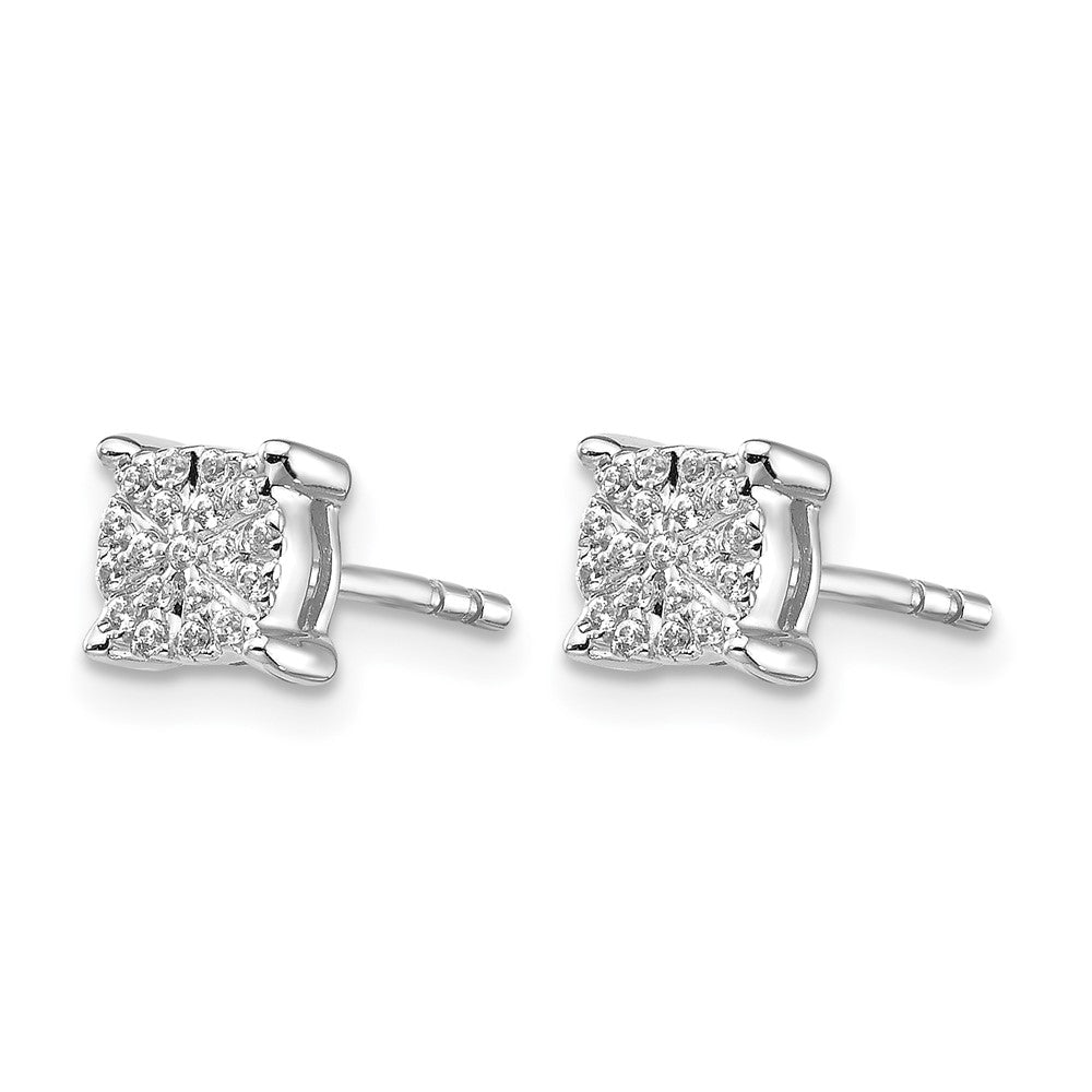 14K Weißgold Diamant-Cluster-Ohrstecker