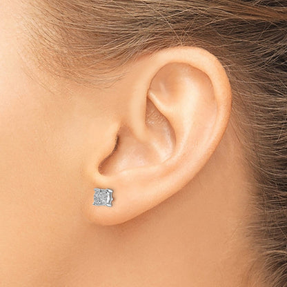14K Weißgold Diamant-Cluster-Ohrstecker