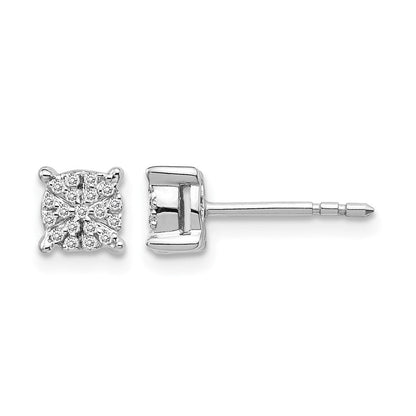 14K Weißgold Diamant-Cluster-Ohrstecker