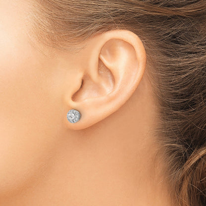 14K Weißgold Diamant-Cluster-Ohrstecker