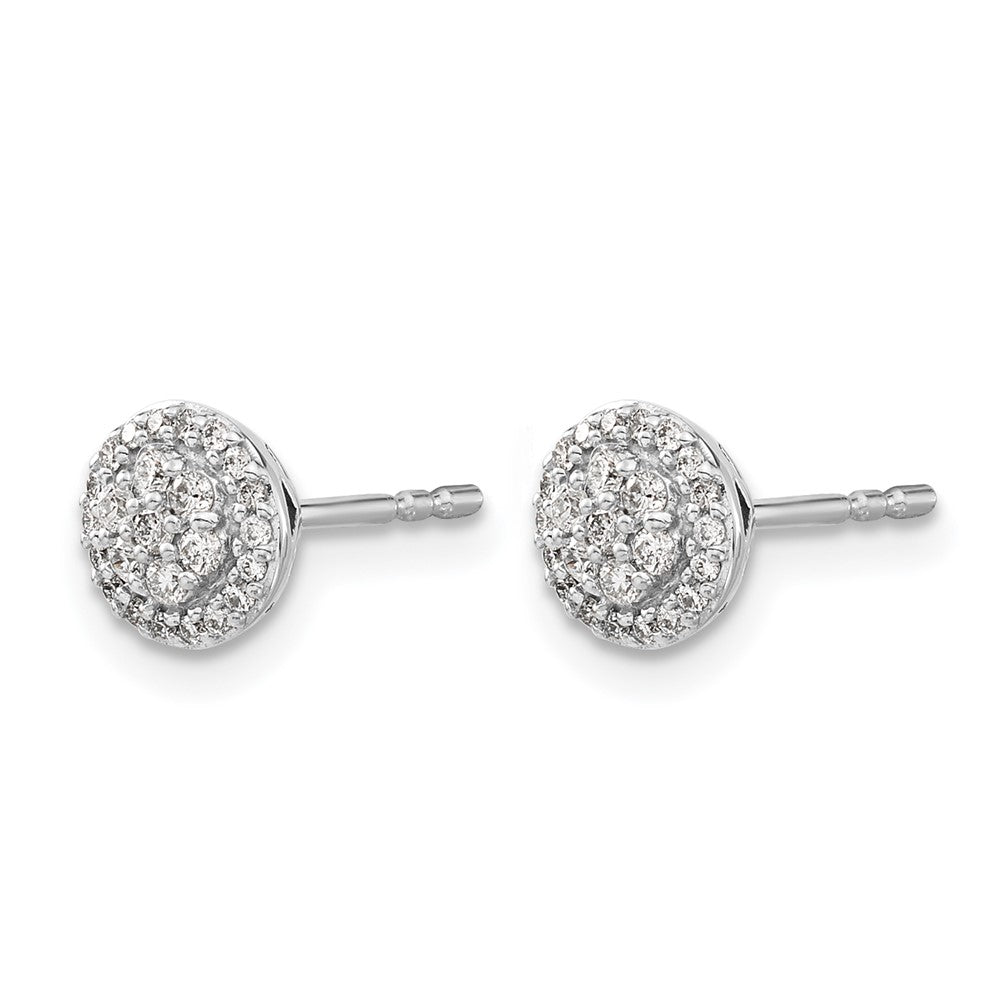 14K Weißgold Diamant-Cluster-Ohrstecker mit echten Diamanten