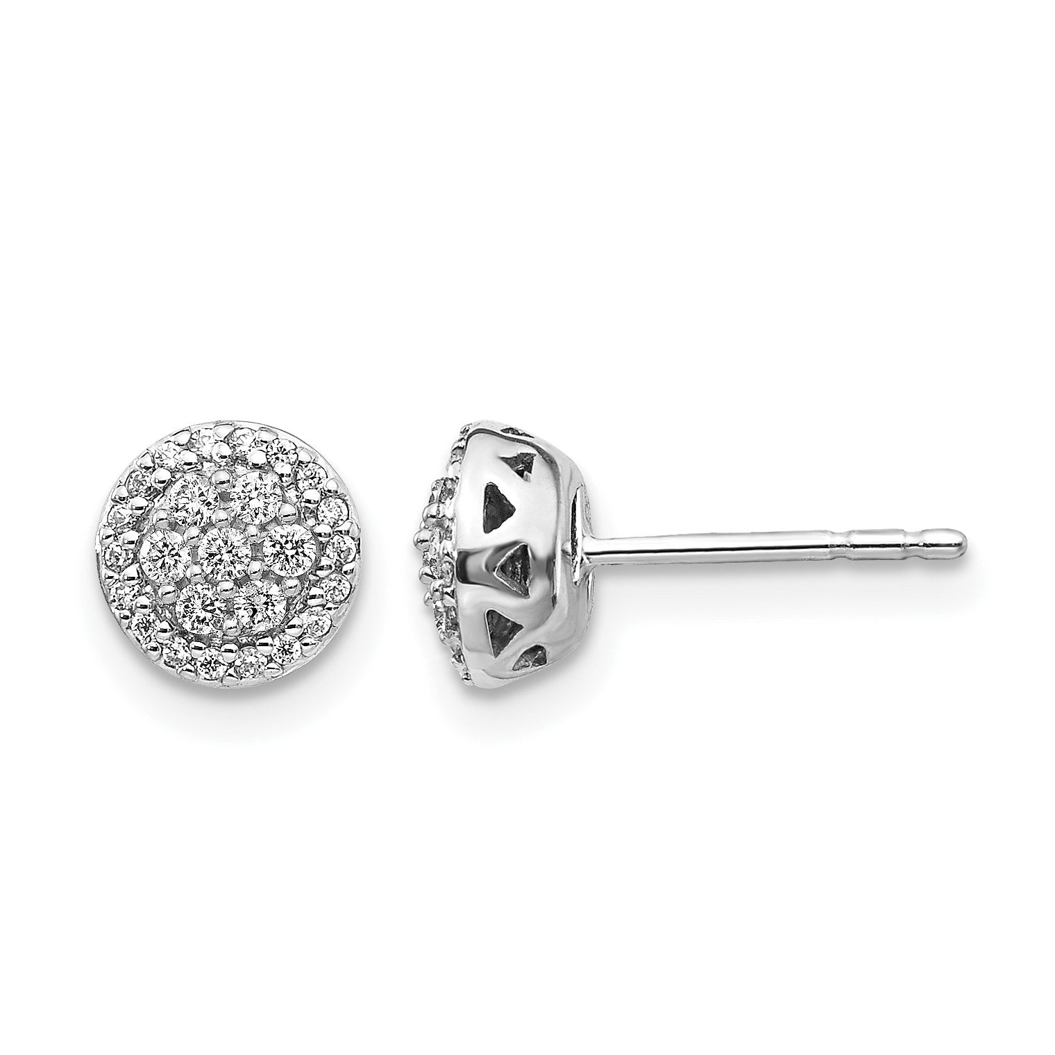 14K Weißgold Diamant-Cluster-Ohrstecker mit echten Diamanten