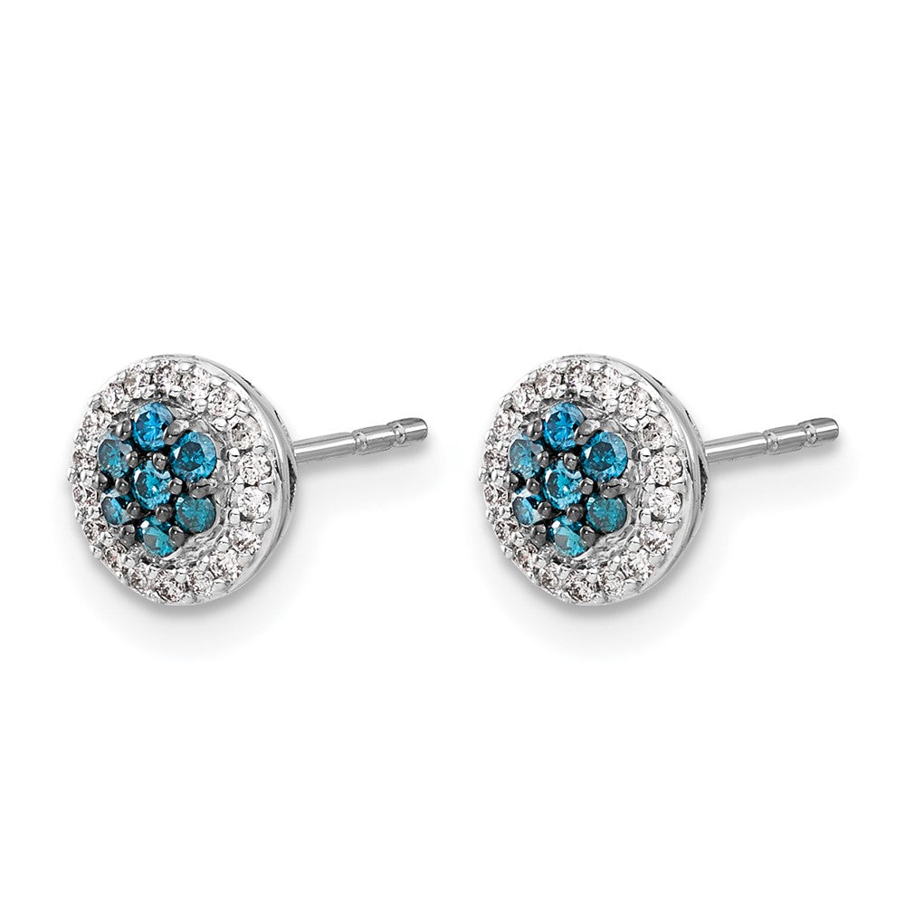 14K Weißgold Blau/Weiß Echte Diamant-Cluster-Ohrstecker